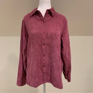 Faux Suede Relativity Button Up